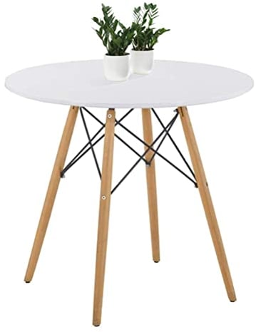 GOLDFAN Moderna 80 cm Mesa de Comedor Pequeña de Cocina Redonda Adecuada para Comedor Sala de Estar Oficina, Blanco