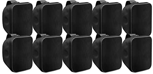 Pronomic 10x OLS-5 BK DJ PA Outdoor-Lautsprecher für Garten, Terrasse, Restaurant (10x 80 Watt, Schutzart IP56, 8 Ohm, 5,25 Woofer) schwarz