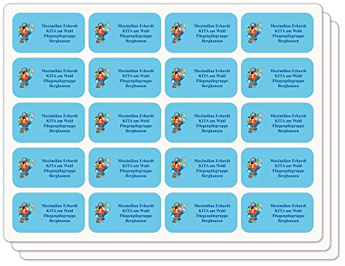 INDIGOS UG Adressetiketten selbstklebend - 40x22 mm - 029 - Pirat - 60 Sticker Namensaufkleber Kinder Schule - Namensetiketten selbstklebend - Sticker für Stifte, Federmappe, Hefte, Bücher