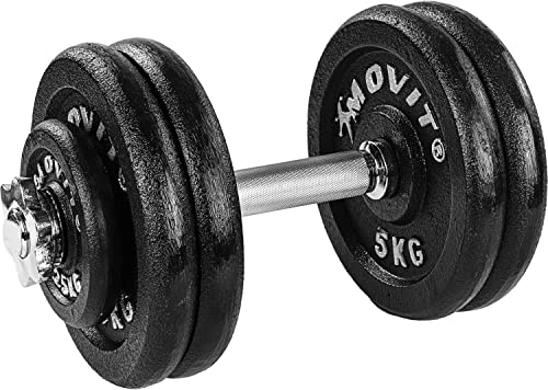MOVIT® Kurzhantel PRO Set, Gusseisen Hantel, 1x 25kg, Stange 30mm Standardnorm, Griff gerändelt, Sternverschlüsse, Hantel Set Kurzhantelset Gewichte