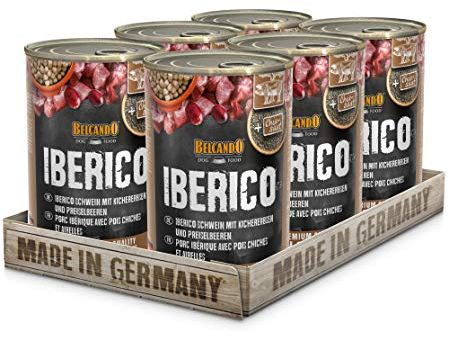 Belcando Super Premium Dose [6x400g Iberico mit Kichererbsen & Preiselbeeren] | Nassfutter für Hunde | Feuchtfutter Dose | Alleinfutter für Hunde Aller Rassen