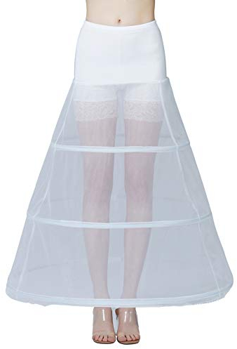 BEAUTELICATE Petticoat Unterröcke Reifrock Damen Lang A-Linie Crinoline Hohe Taille für Brautkleid Abendkleid Hochzeit Rockabilly Weiß (Weiß - 3 Reifen,38-40)