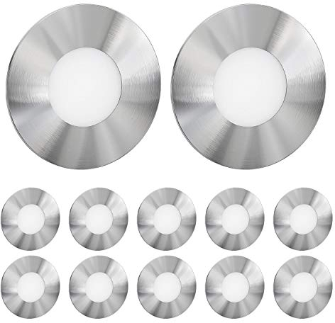 ledscom.de 12 Stück LED Treppenlicht/Wandeinbauleuchte FEX für innen und außen, rund, edelstahl, 85mm Ø, warmweiß