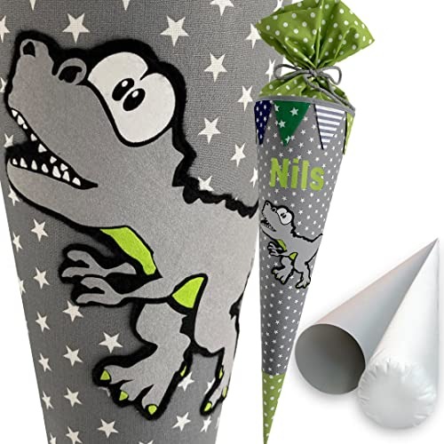 windeltou DINOSAURIER-Schultüte | 70 cm | klassische Schultüte | Stoff, Einschulung, Schulanfang, Zuckertüte