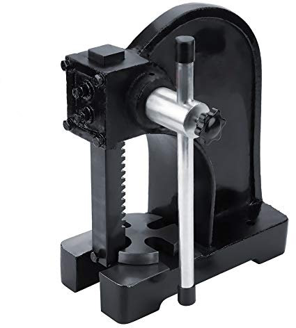 1 Ton Arbor Press Heavy Duty Manual Desktop Hand Punch Press Machine Metal Arbor Press Tool Carbon Steel Punch Manual Press Perfect for Assembling Brass Tubes Into Wooden, Rack Travel 140mm