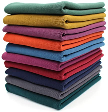 10x 0,25m Bündchenstoff Set Schlauchware 70cm breit 95% Baumwolle, 5% Elasthan Auswahl Jersey (Bunt, 10er Set)