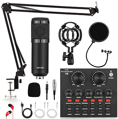 ALPOWL Podcast Equipment Bundle, Audio Interface with ALL in One Live Sound Card and Condenser Microphone, Perfect for Recording, Broadcasting, Live Streaming