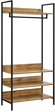 Timber Art Design UK Zahra Bedroom Double Open Wardrobe Freestanding 4 Shelves Furniture Storage Cupboard Clothes Rack Storage Organizer Open Cupboard Bookshelf Cabinet for Living Room, Bedroom