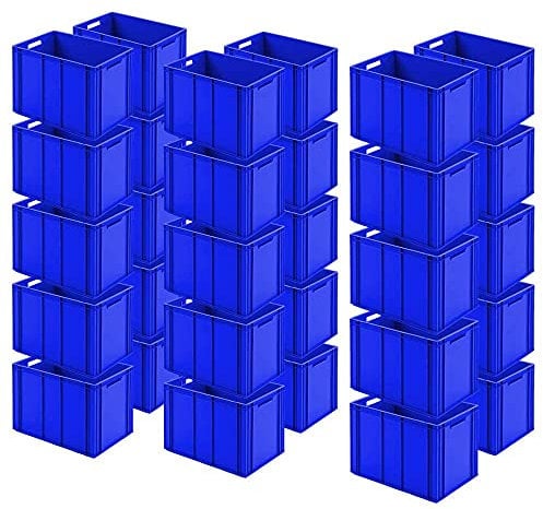 BRB 30 Eurobehälter mit 2 Durchfassgriffen, blau, Boden verrippt, LxBxH 600x400x420 mm