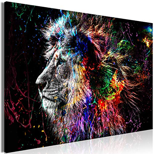 murando - Handart Tiere Kunstdruck auf Leinwand 60x40 cm 1 tlg Groß Kunstbilder wie Handgemalte Wandbilder XXL mit Acrylgel beschichtet Wand Bilder mit Struktur Löwe Abstrakt g-C-0269-b-a