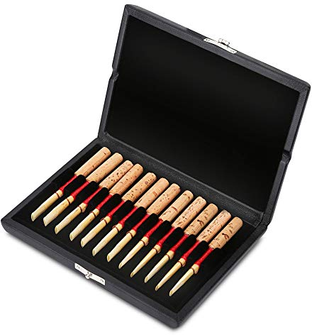 Oboen-Schilf-Etui, langlebiger Oboen-/Klarinetten-Schilf-Aufbewahrungskoffer Reed-Box Holzmaterial PU Oboen-Reed-Etui Hochwertiges Holzmaterial f¨¹r 10/12/20 St¨¹ck Oboen-Reeds(12 St?cke)