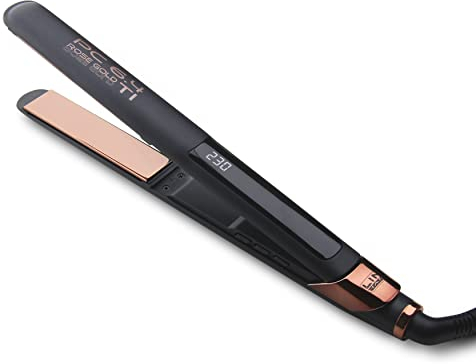 Plancha de cabello LIM HAIR PC 6.4 ROSE GOLD TI. Placas basculantes y oscilantes ROSE GOLD TITANIUM. Temperatura regulable hasta 230 ºC. Neceser térmico y tapete protección mesa trabajo. (PC 6.4)
