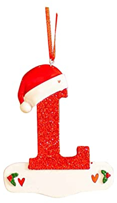 TianWlio Kleine Anhänger Holz Weihnachten Deko Personalisierte Dekorationen Buchstaben Weihnachten Personalisierte Buchstaben Weihnachtsschmuck 26 für eine Festliche Weihnachtsdekoration (red12, L)