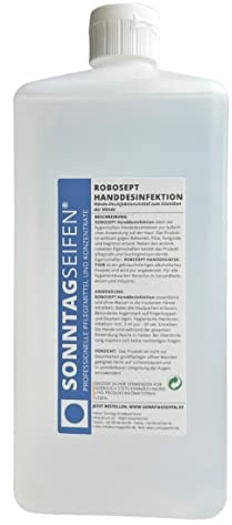sonntagseifen Premium Händedesinfektion RoboSept, 1 l, gegen Bakterien, Pilze, Fungizide, begrenzt viruzid, pflegend und feuchtigkeitsspendend