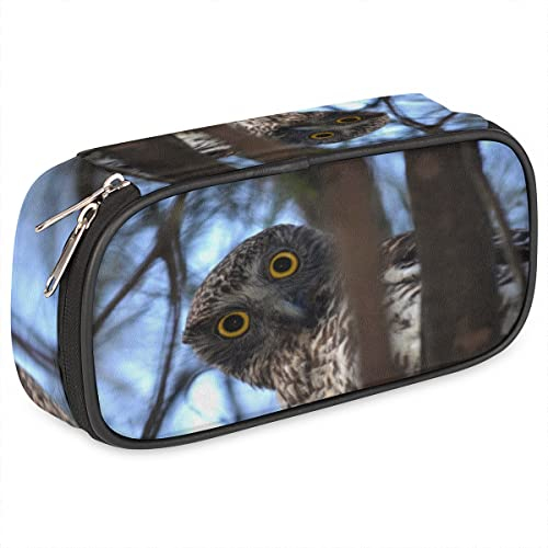 TropicalLife Federmäppchen mit Eulenmotiv, PU-Leder, Eulen-Federmäppchen, multifunktional, doppelter Reißverschluss, Schreibwaren, Kosmetiktaschen, mehrfarbig, Einheitsgröße, Taschen-Organizer