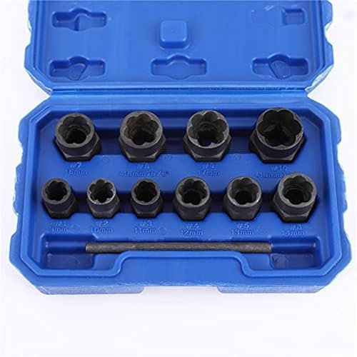 11Pcs Bolt Extractor Set, Impact Bolt & Nut Remover Set for Removing Damaged, Frozen, Rusted, Rounded-Off Bolts, Nuts & Screws (One Size 11PCS)
