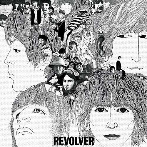 Pyramid International Leinwand: Beatles Revolver-Design, Wandposter, Quadratisch, 40 x 40 cm, für Wohnzimmer, Schlafzimmer oder Flur