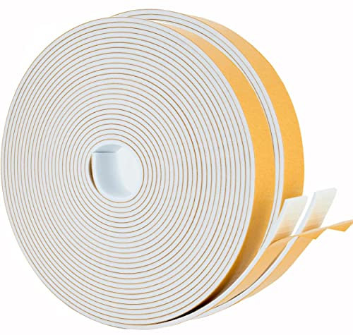 12m Dichtungsband Selbstklebend 10mm(B) x3mm(D) für Türen Fenster Schaumstoffband Türdichtung Fenster, Gummidichtung für Kollision Siegel Lärm Schalldämmung Weiß(2 Rollen je 6m lang)