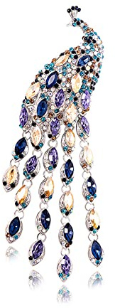 Uposao Cristal Élégant Animal Paon Plume Pendentif Broche Ton Clips De Mode pour Femmes Et Filles Mariage, Banquet, Bouquet