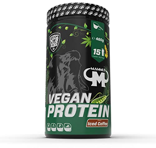 Mammut Nutrition Vegan Protein Pflanzenprotein Pulver Iced Coffee, 460 g | 4-Komponenten-Pflanzenprotein aus Erbse, Ackerbohne, Sonnenblume und Hanf, laktosefrei, glutenfrei, Geschmack Iced Coffee