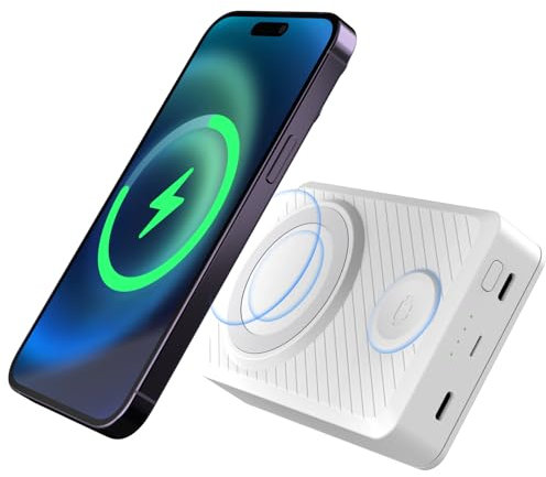 LIMETA15000mAh Magnetic Wireless Portable Fast Powerbank portable charger power bank Visually Impaired Friendly Beeper, Two-Way USB-C Ports - Compatible with Mag-Safe iPhone iWatch AirPods Android
