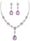Clearine Damen Schmuck Set Hochzeit Braut Zirkonia Teardrop Y Halskette und Ohrringe Schmuckset Hell Lila Silber Ton