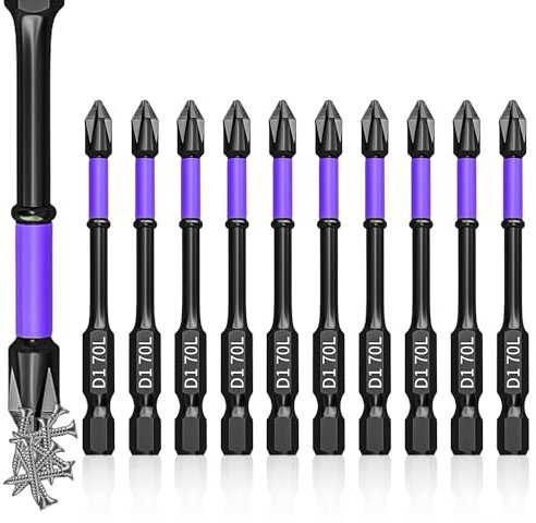 Nizirioo 10 Destornilladores Magnéticos: Juego de Puntas Con Cabeza Magnética Fuerte de 70 mm, Largo Antideslizante para Eléctrico y Llave de Impacto
