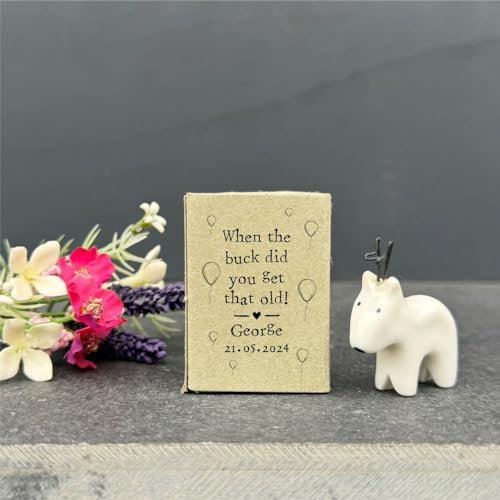 East of India Porcelain Matchbox Little Reindeer Ornament, Love You Words, Family Keepsake Gift, Porcelain Keepsake, Small