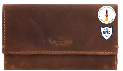 Gusti Leder Geldbörse Damen Echtleder Portemonnaie mittelgroß – Damen Portmonee braun RFID Schutz langlebig – Leder Geldtasche handlich für Alltag und Reisen