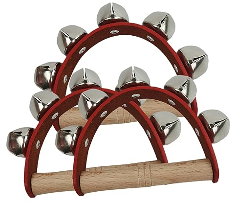 Toyvian 3St Handglocke aus Leder mit Glocken weihnachtliche handklingeln tragbare Jingle Bells Musikspielzeug musikinstrumente uhrn Holzspielzeug für Babys kinderspielzeug Handglocken