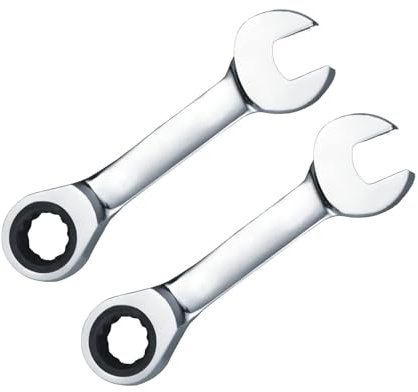 Leliafleury Lot de 2 clés à cliquet courtes de 17 mm, clés à cliquet courtes à extrémité ouverte, petits outils métriques pour réparation de vélo