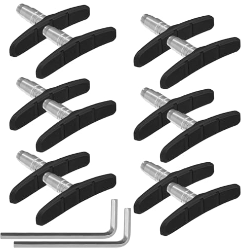 Hejo 6 Paar V-Brake Bremsbeläge, Fahrradbremsen Set, Bremsklötze Fahrrad, Fahrrad Bremsbeläge Bremsbacken mit 2 Sechskantstiftschlüssel, Fahrrad Bremsen, Bremsschuhe für Mountainbike ＆ Straßenrad