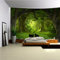 Arsey Wandteppich Zauberwald Wandtuch Baum Wand Teppich Tapisserie Nebel Wandbehang Gras Natur Landschaft Wandteppiche Wandtuch Boho Deko Schlafzimmer, Grün, Groß 230x180cm