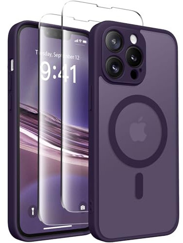 CAPRARO Magnetic for iPhone 13 Pro Max Case, [Compatible with MagSafe] [Full Camera Protection] [13FT Drop Protection] Shockproof Protective Slim Translucent Matte Phone Case, Deep Purple