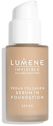 LUMENE Invisible Illumination Getönte Serum-Foundation | LSF 30 | Farbton 04 | Mit veganem Kollagen und Hyaluronsäure angereichert | Spendet Feuchtigkeit, hellt auf und schützt | Vegan | 30 ml