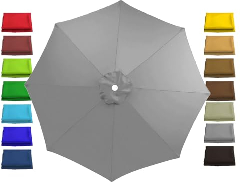 2m 2.7m Rechange Toile De Parasol De Jardin extérieur Toile De Rechange Pour pour parasol de 3.0 m - 8 baleines Housse De Parapluie pour Terrasse/Jardin/Piscine/Parapluie en Porte-à-Faux(Color:Gray,Ta