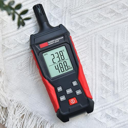 Medidor de Temperatura y Humedad, Termómetro Digital de Alta Precisión, Monitor Higrómetro con Humedad Relativa, Ambiente, Temperatura de Bulbo Húmedo y Punto de Rocío, MIN, MAX,