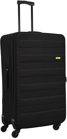 SIGN Stoffkoffer Reisekoffer Trolley (Handgepäck-Mittel-Groß-Set) + 5cm Dehnungsfuge (Schwarz, Großer Koffer (70cm))