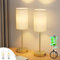 lundwa Kabellose LED Tischlampe Gold 2er Set mit 6000mAh Akku | Dimmbare Nachttischleuchte Touch + 6W E27 Glühbirnen (2700K) | Weißer Leinen-Schirm & Metallfuß für Schlafzimmer, Wohnzimmer
