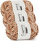Coopay Chenille Wolle zum Häkeln, 3x100g Samtig Chenillegarn, Dicke Flauschige Weich Chenille Garn, Chenille Wolle, Weicher Plüschwolle Häkelgarn für Decken, Schals - Helles Khaki