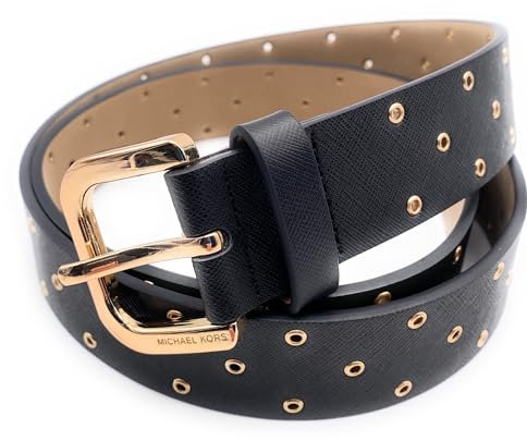 Michael Kors Gürtel I Damen I Echtes Leder I Größe M I 100cm lang mit Schnalle gemessen I 3,0 cm breit I Schwarz I Gestanzte Löcher I Women Belt2177