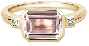 Gems Vibes 925 Sterling Silber Morganit feiner Schmuck handgefertigt vergoldet Ring November Geburtsstein Ring Geburtstag Muttertag Geschenk für sie zierlicher Heiligenschein rosa Morganit Ring