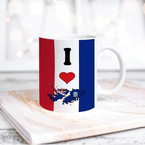 Yelolyio White Mug I Love My Country,Falkland Islands Ceramic Cup Coffee Mug Falkland Islands Flag White Tea Cup Gift for Mom Dad Grandmother Grandpa Women Men 11oz