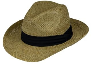Black Jungle LORAY Chapeau de paille naturel Chapeau de paille Havane Chapeau unisexe Bogart Fedora, naturel, L-XL