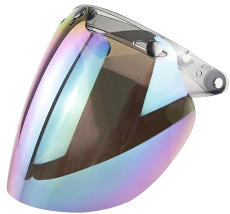 Double Bubble Screen Wind Shield Deflector Open Face Helmet Visor Motorcycle Helmet Bubble Lens 3-Snap Bubble Wind Shield Visor ABS Plastic Motorcycle Windscreen(Colorful)