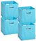 Storanda | 4er Set Aufbewahrungsbox 28x28x28 cm | Beiseitig Breite Griffe | Stabil & Faltbar | Regalbox für Würfelregal | Türkis