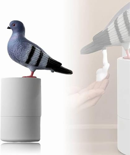 SpirWoRchlan Automatischer Seifenspender, Tauben-Schaumseifenspender 300 ml, Vogel berührungsloser Handseifenspender für Bad & Küche, Elektrischer Seifenspender mit Infrarot-Bewegungssensor, Grau