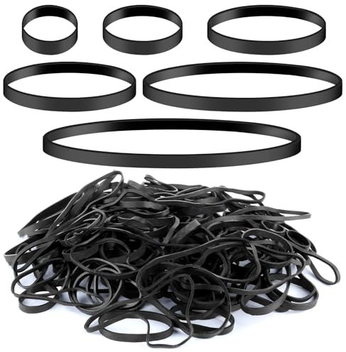 180 Stück Gummibänder Schwarz, 6 Größen Gummiband, Breite Dicke Gummiringe, Elastische Robuste Rubber Bands, Haushaltsgummi für Haus, Schule, Büro (2,5/4/5,5/6,5/8/12cm)