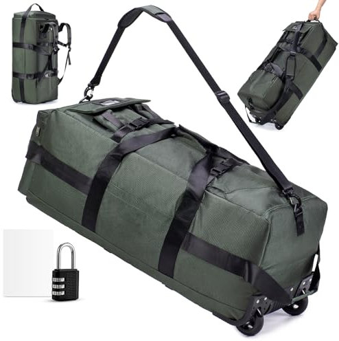 SUCIKORIO Bolsa de Viaje con Ruedas Impermeable 3 en 1 Mochila Viaje Cabina Avion Bolso de Mano Viaje con Candado de Combinación 80L XL Bolsa de Equipaje Grande 78x33x32cm Maleta para Mujer Hombre