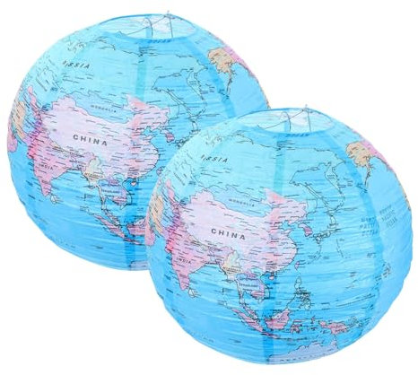 HOMSFOU Weltkarten-Laterne, Globus, Party-Dekoration, 2 Stück, dekorativer Lampenschirm